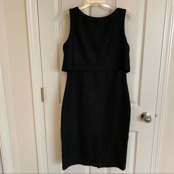 ST. JOHN Metallic Tweed Sleeveless Midi Dress in Black Size 10 - Picture 3 of 10